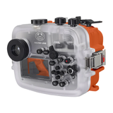 SeaFrogs 60M/195FT Waterproof housing for Sony A6xxx series Salted Line with Aluminium Pistol Grip (Orange) / GEN 3