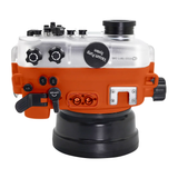 Salted Line underwater housing for Sony A6xxx series with Aluminium Pistol Grip & 6" Optical Glass Dry dome port (Orange) / GEN 3