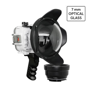 Salted Line Waterproof housing for Sony RX1xx series with Aluminium Pistol Grip & 6" Optical Glass Dry Dome Port (White)