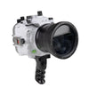 Sea Frogs Salted Line Series Sony A1 40M/130FT Waterproof camera housing with 4" Flat Long Port and Aluminium Shutter Grip. White