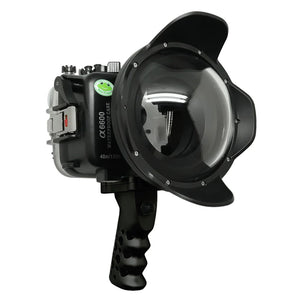 Sony A6600 SeaFrogs 40M/130FT UW housing with 6" Dry Dome Port for E10-18mm lens (zoom gear included) with Aluminium Pistol Grip