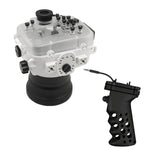 Sony A7 III / A7R III V.3 Series UW camera housing with 6" Dome port & Aluminium Pistol Grip (Including Standard port) Zoom rings for FE12-24 F4 and FE16-35 F4 ZA OSS included. White - Surf