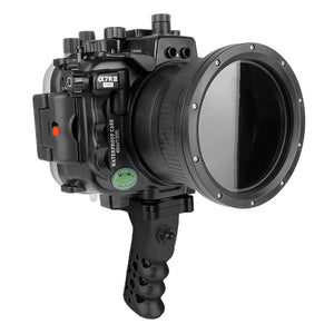 Sony A7 III / A7R III V.3 Series 40M/130FT Underwater camera housing with Aluminium Pistol Grip (Standard port) Zoom ring for FE16-35 F4 ZA OSS included (Black)