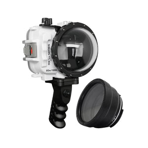 Salted Line Waterproof housing for Sony RX1xx series with Aluminium Pistol Grip & 4" Dry Dome Port (White)