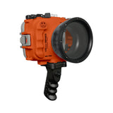 SeaFrogs 60M/195FT Waterproof housing for Sony A6xxx series Salted Line with Aluminium Pistol Grip (Orange) / GEN 3