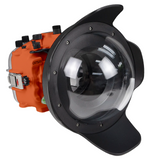 Sony A7S III Salted Line series 40m/130ft waterproof camera housing with 8" Dome port V.8. Orange