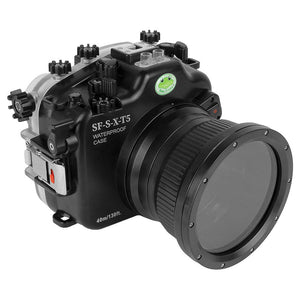 Fujifilm X-T5 40M/130FT Underwater camera housing with glass 4" Flat Port. XF 56mm