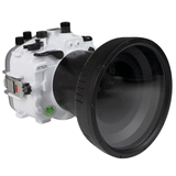 Sony A7S III Salted Line series 40M/130FT Underwater camera housing with 6" Optical Glass Flat Long Port for Sony FE24-70 F2.8 GM II (zoom gear). White