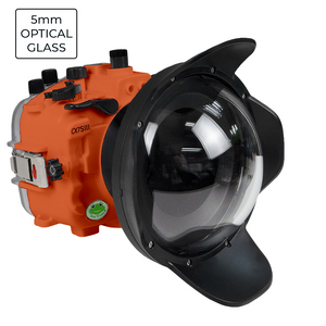 Sony A7S III Salted Line series 40m/130ft  waterproof camera housing with 6" Optical Glass Dome port V.1. Orange