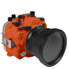 Sony A7 IV Salted Line series 40M/130FT Waterproof camera housing with Standard port. Orange