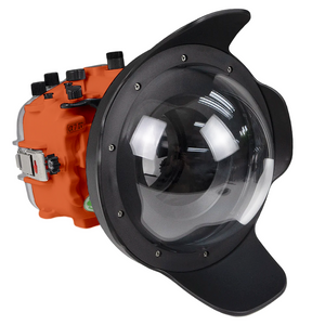 Sony A7 IV Salted Line series 40m/130ft waterproof camera housing with 8" Dome port V.8. Orange