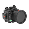 Sony A7 IV 40M/130FT Underwater camera housing with 67mm threaded flat port for FE 90mm macro lens (focus gear included) and standard port bundle.