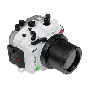 Sony A7 III / A7R III V.3 Series SeaFrogs 40M/130FT Waterproof housing with Flat standard port with 67mm thread for Sony FE 28-70mm F3.5-5.6 OSS Lens (Manual zoom gear included) White