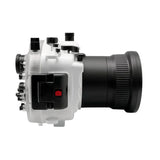 Sony A7 III / A7R III V.3 Series 40M/130FT Underwater camera housing (Including Flat Long port) Focus gear for FE 90mm / Sigma 35mm included. White