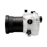 Sony A7 III / A7R III V.3 Series 40M/130FT Underwater camera housing (Including Flat Long port) Focus gear for FE 90mm / Sigma 35mm included. White
