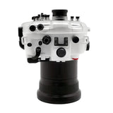 Sony A7 III / A7R III V.3 Series 40M/130FT Underwater camera housing (Including Flat Long port) Focus gear for FE 90mm / Sigma 35mm included. White