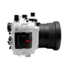 Sony A7 III / A7R III V.3 series 40M/130FT Underwater camera housing with 67mm threaded flat port for FE 90mm macro lens (focus gear included) and standard port bundle. White