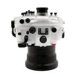 Sony A7 III / A7R III PRO V.3 Series 40M/130FT Underwater camera housing with 6" Flat Long Port for SONY FE 24-70mm F2.8 GM II (standard port included). White