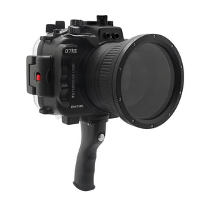 Sony A7 III / A7R III V.3 Series 40M/130FT Underwater camera housing with pistol grip (Standard port) Zoom ring for FE16-35 F4 ZA OSS included (Black)