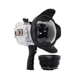 60M/195FT Waterproof housing for Sony RX1xx series Salted Line with Pistol grip & 6" Dry Dome Port(White) - A6XXX SALTED LINE