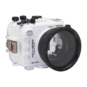 Sea Frogs waterproof housing case Salted Line with standard port for Sony a6000, Sony a6100, Sony a6300, Sony a6400, Sony a6500 cameras. Seafrogs camera housing. White color