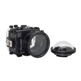 Sea Frogs waterproof housing case Salted Line with 4 inch dry dome port for Sony a6000, Sony a6100, Sony a6300, Sony a6400, Sony a6500 cameras. Seafrogs camera housing with 67mm threaded short macro port. Black color