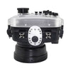 Sea Frogs waterproof housing case Salted Line with 4 inch dry dome port for Sony a6000, Sony a6100, Sony a6300, Sony a6400, Sony a6500 cameras. Seafrogs camera housing with Pistol grip accessory. Black color