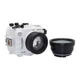 Sea Frogs waterproof housing case Salted Line with macro port with 67mm thread for Sony a6000, Sony a6100, Sony a6300, Sony a6400, Sony a6500 cameras. Seafrogs camera housing with 67mm threaded short macro port