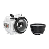 Underwater camera housing waterproof case for Sony RX100 camera series with 4" dry dome port and standard port. White