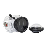 Underwater camera housing waterproof case for Sony RX100 camera series with 4" dry dome port and standard port. White