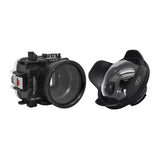 Underwater waterproof camera housing case for Sony RX100 camera series with 6" dry dome port and standard port. Black