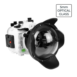 Sony A7 IV FE12-24mm f4g UW camera housing kit with 6" Optical Glass Dome port (Including Flat Long port) Zoom rings for FE12-24 F4 and FE16-35 F4 included. White